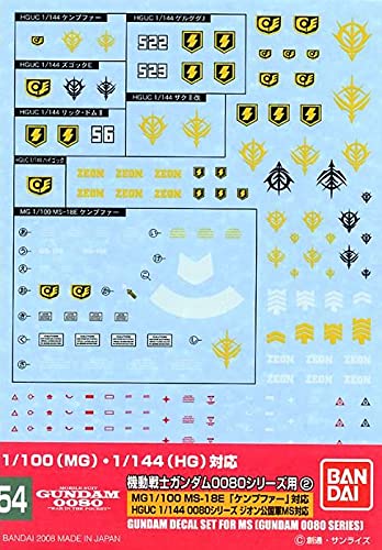 BANDAI Gundam Decal No.54 For 1/100 1/144 Ms Gundam 0080 Series 2- Japan Figure Store - #1 Bring To You The Best Japanese Goods
