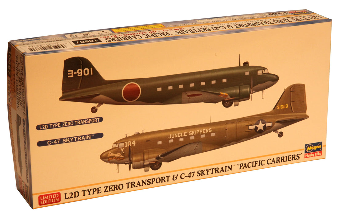 HASEGAWA 10687 L2D Type Zero Transport & C-47 Skytrain 1/200 Scale Kit- Japan Figure Store - #1 Bring To You The Best Japanese Goods