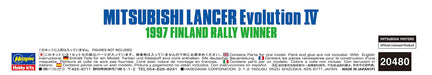 Hasegawa 1/24 Mitsubishi Lancer Evolution IV 1997 Finland Rally Winner Plastic Racing Car- Japan Figure Store - #1 Bring To You The Best Japanese Goods