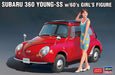 HASEGAWA - 1/24 Subaru 360 Young-Ss - W/ 60'S Girl Figure Plastic Model- Japan Figure Store - #1 Bring To You The Best Japanese Goods
