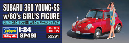 HASEGAWA - 1/24 Subaru 360 Young-Ss - W/ 60'S Girl Figure Plastic Model- Japan Figure Store - #1 Bring To You The Best Japanese Goods