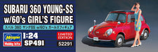 HASEGAWA - 1/24 Subaru 360 Young-Ss - W/ 60'S Girl Figure Plastic Model- Japan Figure Store - #1 Bring To You The Best Japanese Goods