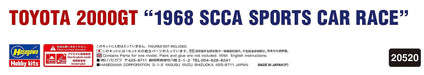 HASEGAWA 1/24 Toyota 2000Gt 1968 Scca Sports Car Race Plastic Model- Japan Figure Store - #1 Bring To You The Best Japanese Goods