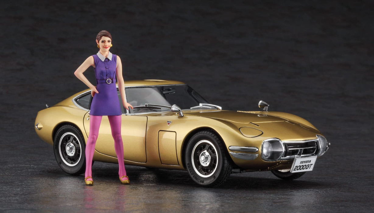 HASEGAWA 1/24 Toyota 2000Gt 'Gold' W/60'S Girls Model Figure Plastic Model- Japan Figure Store - #1 Bring To You The Best Japanese Goods