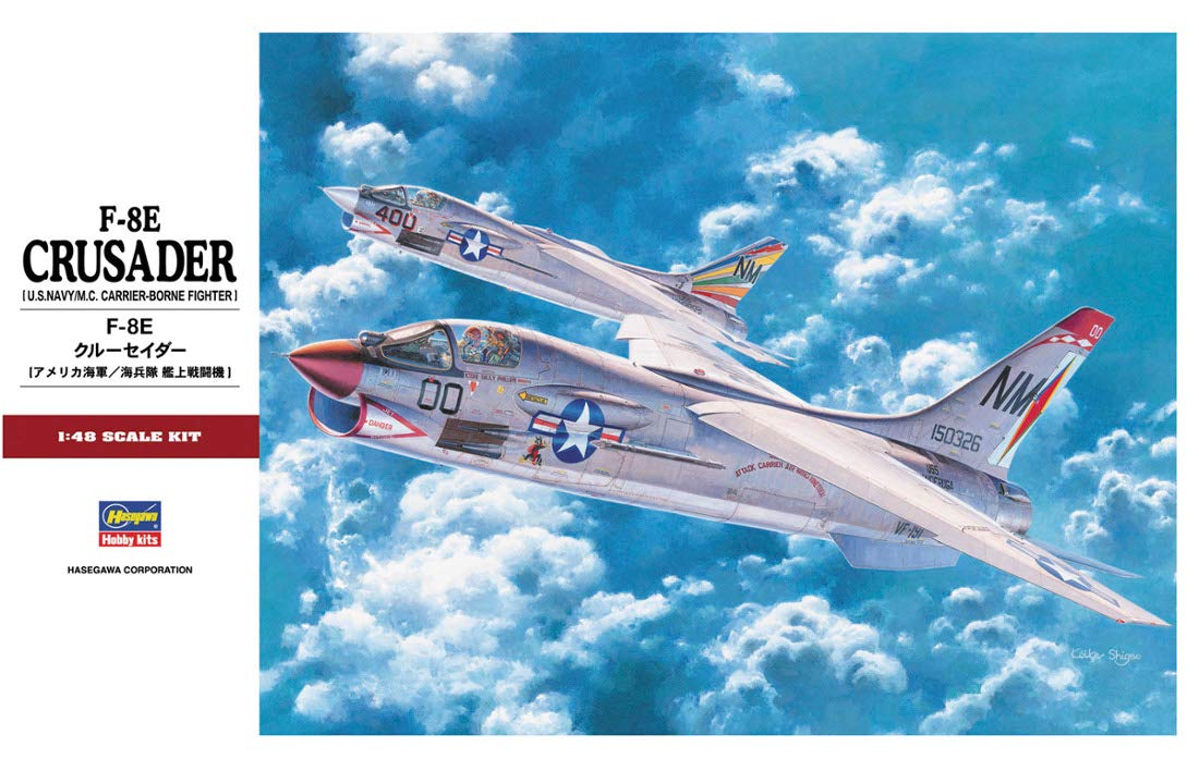HASEGAWA 1/48 F-8E Crusader U.S. Navy/M.C. Carrier-Borne Fighter Plastic Model- Japan Figure Store - #1 Bring To You The Best Japanese Goods