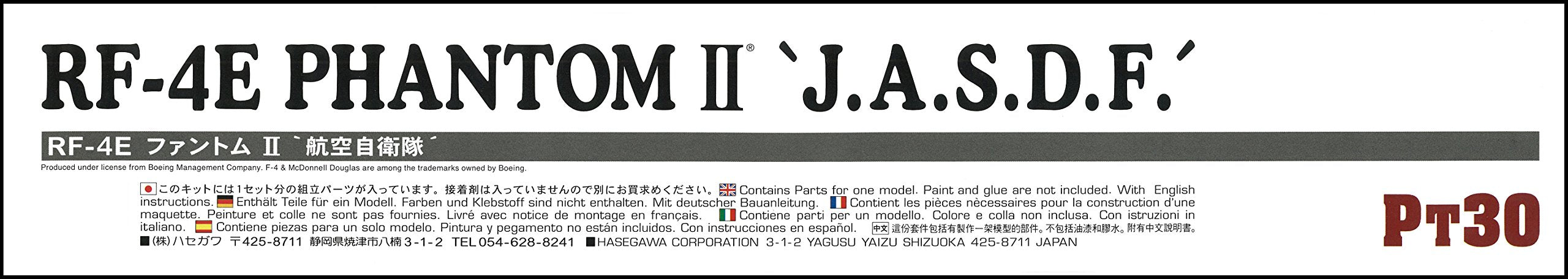 Hasegawa 1/48 Japan Air Self-Defense Force Rf-4E Phantom Ii Plastic Model Pt30- Japan Figure Store - #1 Bring To You The Best Japanese Goods