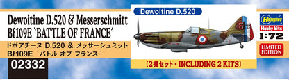 HASEGAWA 02332 Dewoitine D.520 & Messerschmitt Bf109E Battle Of France 1/72 Scale Kit- Japan Figure Store - #1 Bring To You The Best Japanese Goods