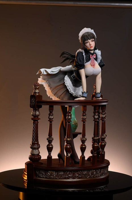 Kaitendo Holiday Maid Monica Tecia (Pedestal Red Wood Color) 1/4 Scale Cold Cast Painted Complete Figure- Japan Figure Store - #1 Bring To You The Best Japanese Goods