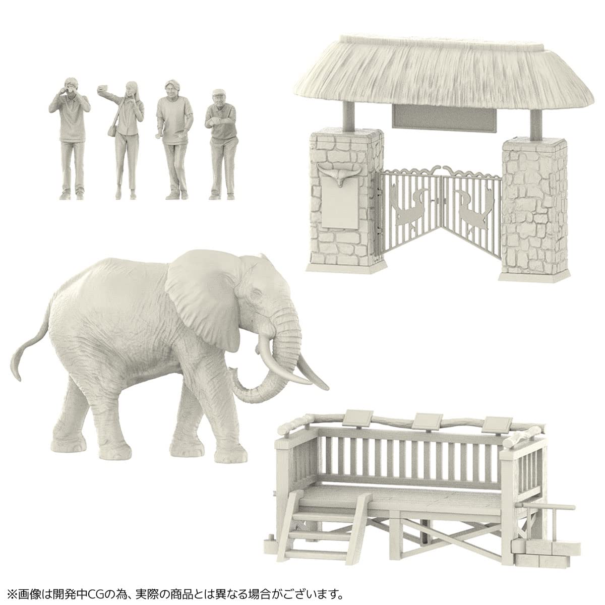 Kaiyodo Art Pla Art Pla Tourist And African Elephant Set 1/35 Scale Unpainted Unassembled Plastic Model Kit- Japan Figure Store - #1 Bring To You The Best Japanese Goods