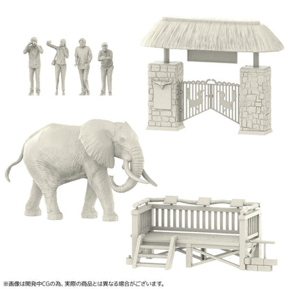 Kaiyodo Art Pla Art Pla Tourist And African Elephant Set 1/35 Scale Unpainted Unassembled Plastic Model Kit- Japan Figure Store - #1 Bring To You The Best Japanese Goods