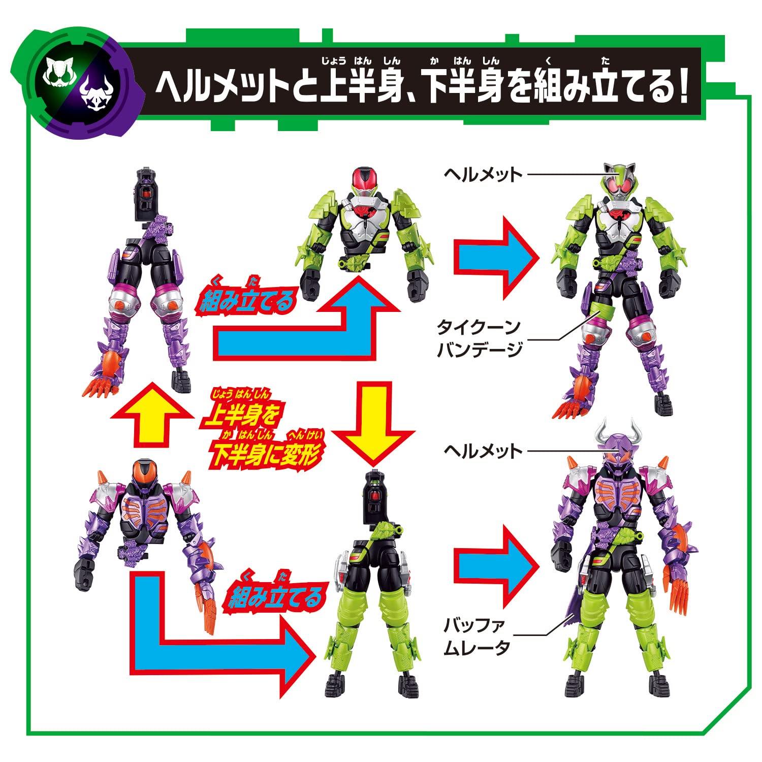 Bandai Kamen Rider Geez Revolve Change Figure Set (3+): Tycoon Buffer Ninja & Zombie Forms - Made In Japan- Japan Figure Store - #1 Bring To You The Best Japanese Goods