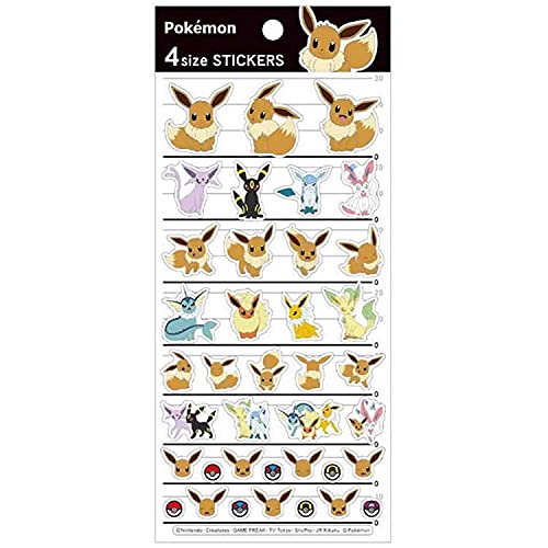 KamioJapan Pokemon Eevee Friends 4 Size Stickers 007344- Japan Figure Store - #1 Bring To You The Best Japanese Goods