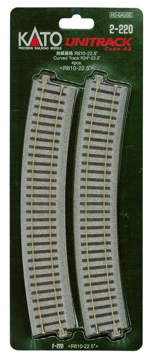 Kato Ho Gauge 4-Piece Curved Track Set R610-22.5° - 2-220 Model Railroad Supplies- Japan Figure Store - #1 Bring To You The Best Japanese Goods