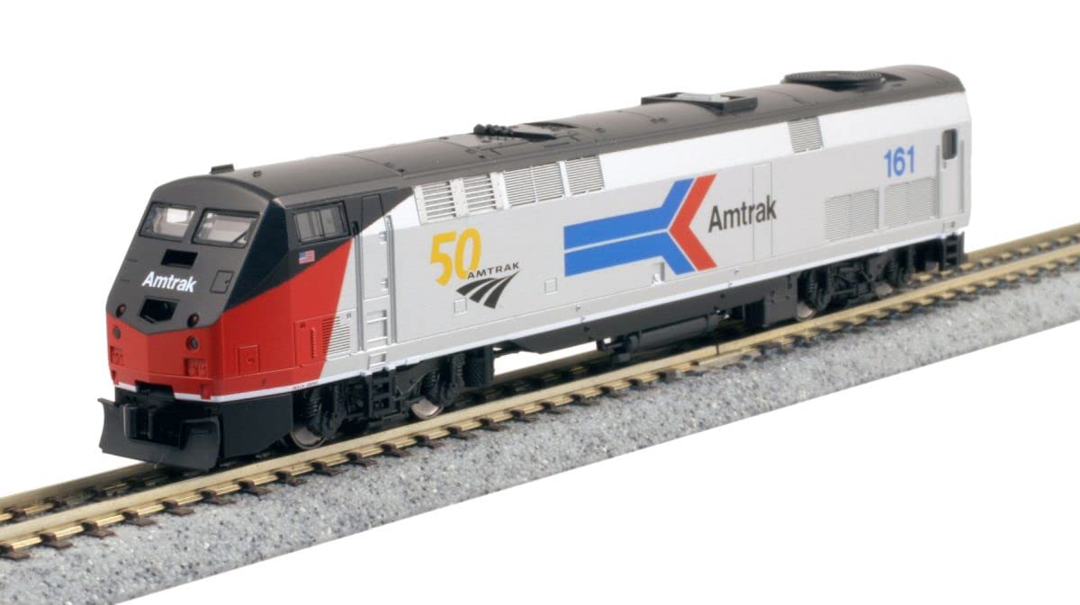 Kato N Scale Amtrak P42 Phase I Train #161 with 50th Anniversary Logo Platinum Mist Red Black- Japan Figure Store - #1 Bring To You The Best Japanese Goods