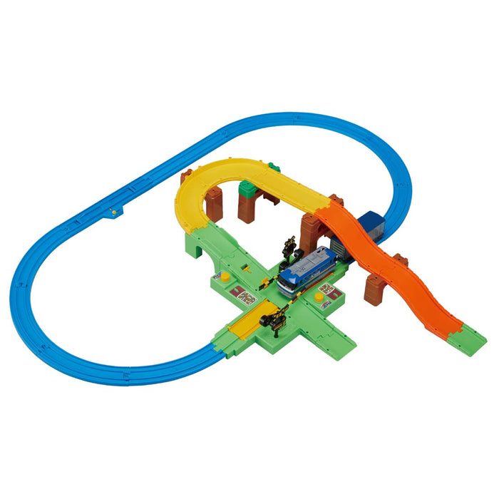 TAKARA TOMY Pla-Rail Let'S Play With Tomica Railway Crossing & Freight Train Set- Japan Figure Store - #1 Bring To You The Best Japanese Goods