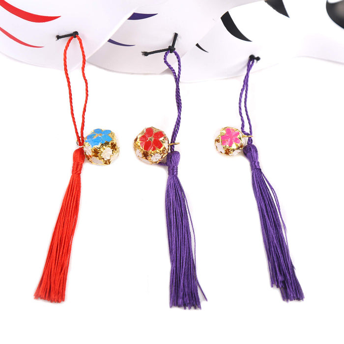 Lopika Masked Fox White Half Face with Bell Set of 3 Kitsune Japanese Style Costume Masked- Japan Figure Store - #1 Bring To You The Best Japanese Goods