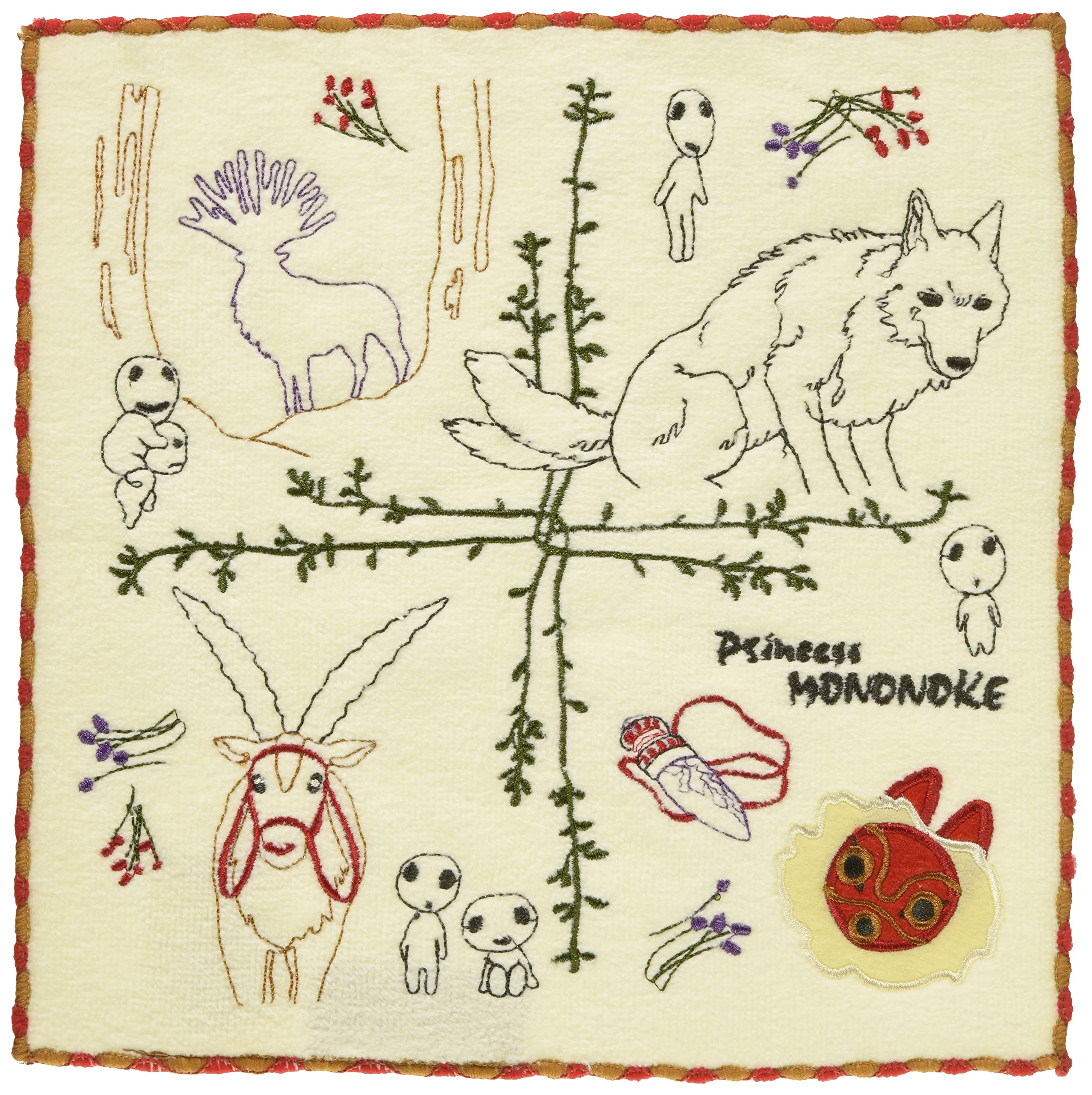 Marushin 1005036800 Hand Towel Ghibli Princess Mononoke 25X25Cm Shishigami Forest 100% Cotton- Japan Figure Store - #1 Bring To You The Best Japanese Goods