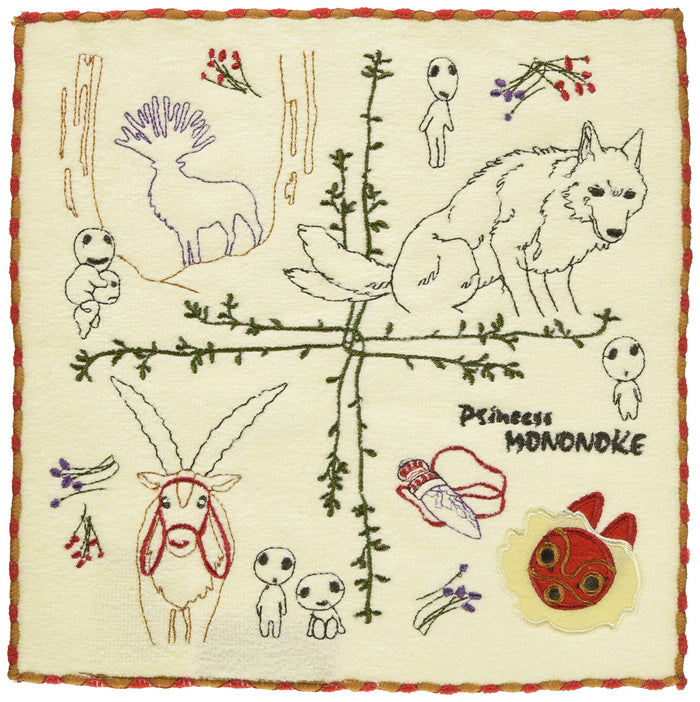 Marushin 1005036800 Hand Towel Ghibli Princess Mononoke 25X25Cm Shishigami Forest 100% Cotton- Japan Figure Store - #1 Bring To You The Best Japanese Goods