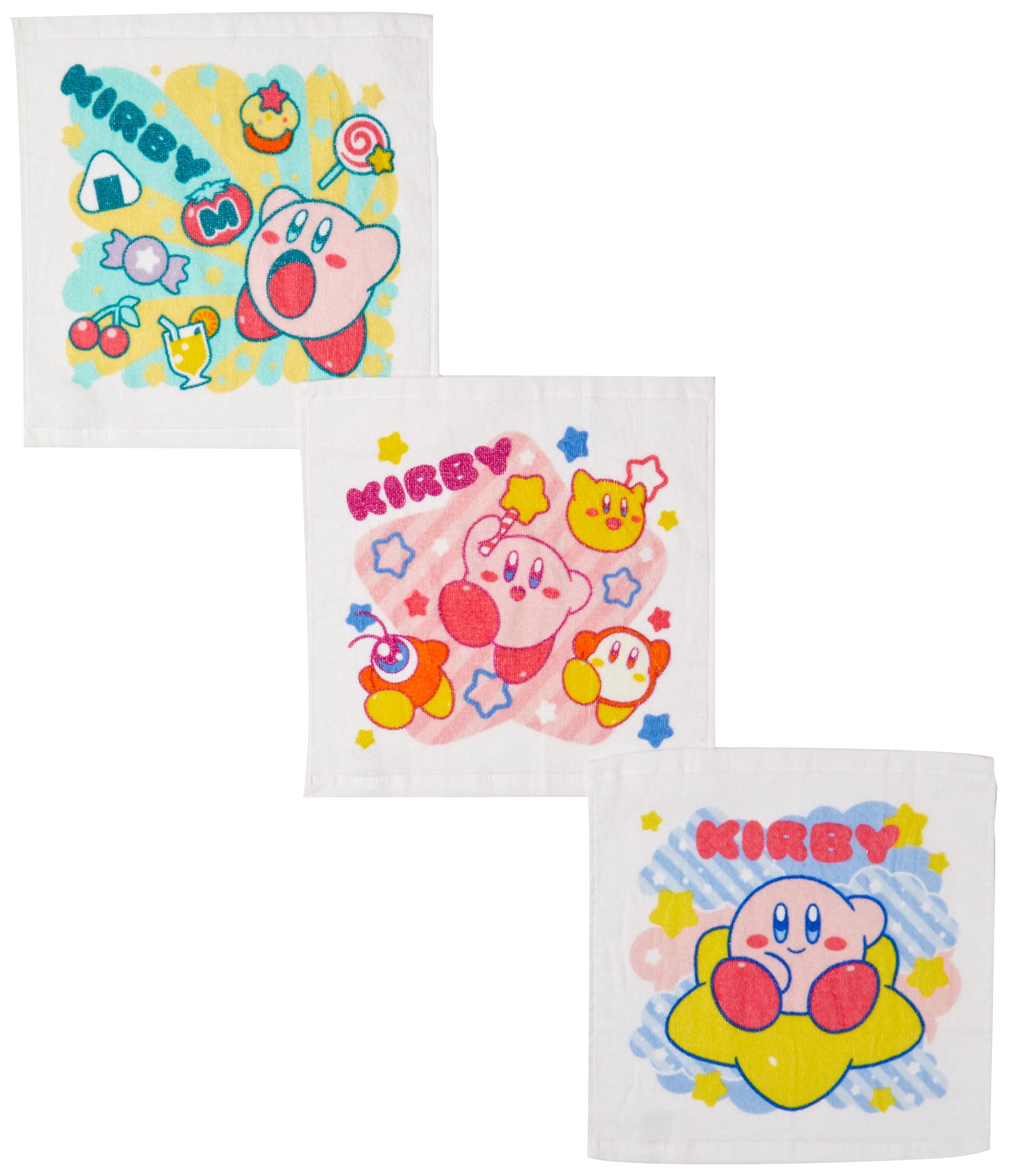 MARUSHIN Kirby Hand Towel Set 3Pcs 'Waku Waku Kirby'- Japan Figure Store - #1 Bring To You The Best Japanese Goods