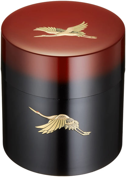 Yamanaka Lacquerware Tea Canister Blurred Akebono Sunset Crane 33-4818 By Nakatani Brothers Japan- Japan Figure Store - #1 Bring To You The Best Japanese Goods