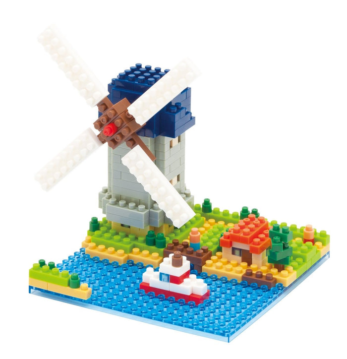 KAWADA Nbh-043 Nanoblock Molen Kinderdijk Elshout Windmill Netherlands- Japan Figure Store - #1 Bring To You The Best Japanese Goods