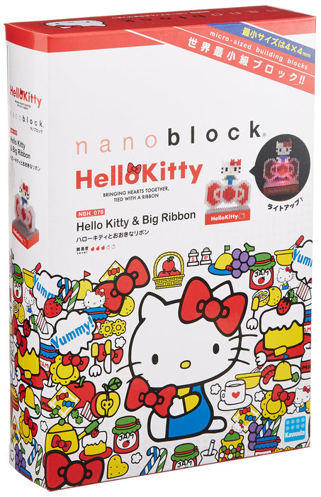 KAWADA Nbh-078 Nanoblock Led Sanrio Hello Kitty And Big Ribbon- Japan Figure Store - #1 Bring To You The Best Japanese Goods