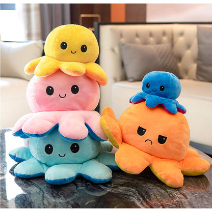 Slinx Octopus Plush Toy Angry Face And Laughing Face (Pink x Sky Blue) 20cm Japan Reversible Gift- Japan Figure Store - #1 Bring To You The Best Japanese Goods