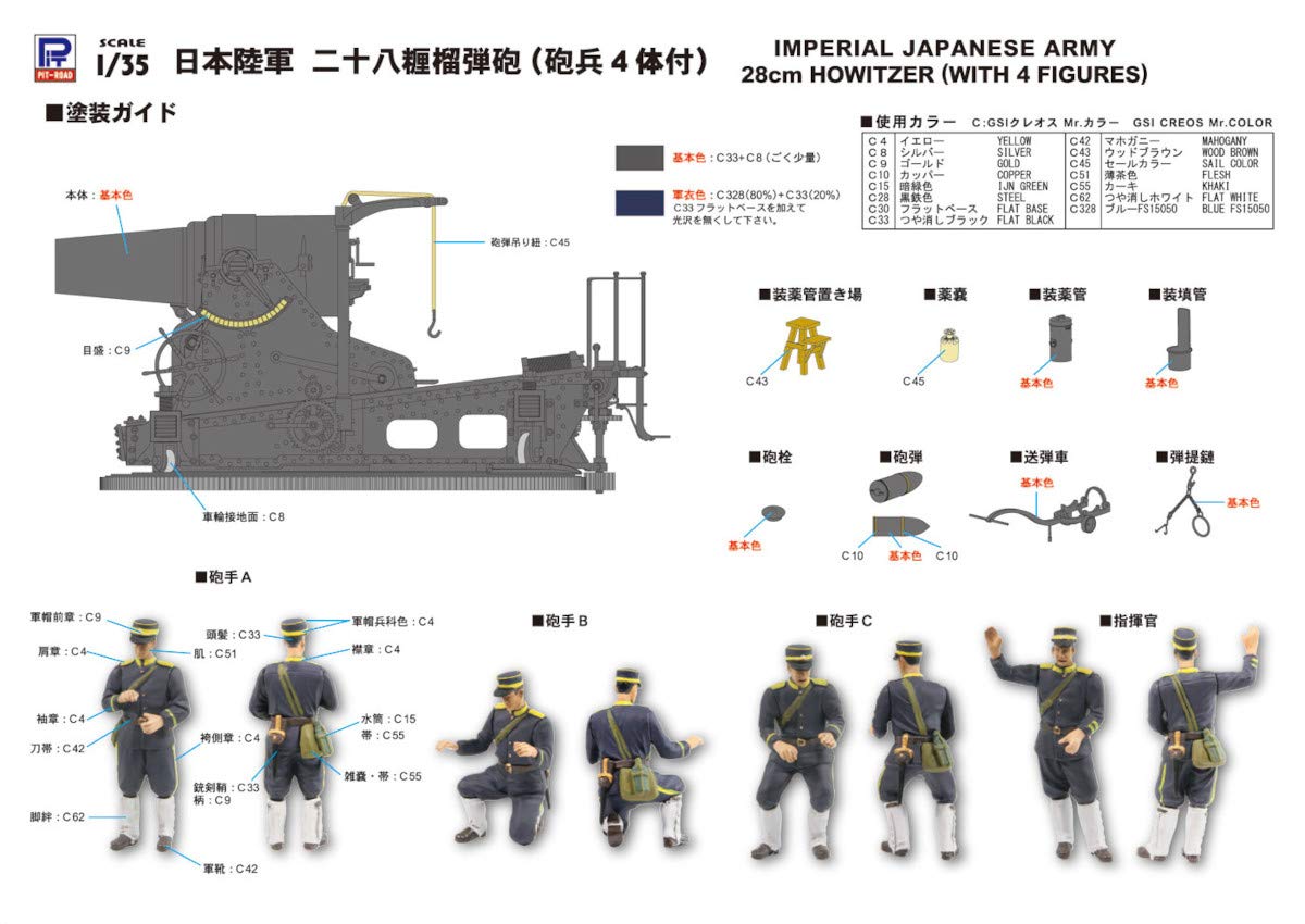 PIT-ROAD Skywave G-44 Ija 28Cm Howitzer With 4 Figures 1/35 Scale Kit- Japan Figure Store - #1 Bring To You The Best Japanese Goods