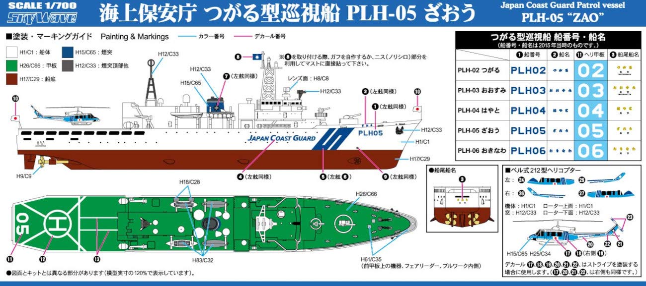 Pit Road 1/700 Sky Wave Series Japan Coast Guard Tsugaru Type Patrol Boat Plh-05 Zaou Plastic Model J91- Japan Figure Store - #1 Bring To You The Best Japanese Goods