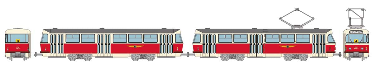 Tomytec Japan Railway Collection Iron Collection Dresden Tram Tatra T4+B4 Type 2 Car Set E Diorama Supplies- Japan Figure Store - #1 Bring To You The Best Japanese Goods