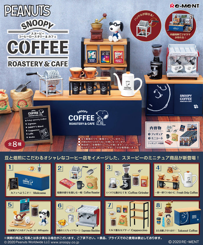 RE-MENT Peanuts Snoopy Coffee Roastery & Cafe 8 Pcs Box- Japan Figure Store - #1 Bring To You The Best Japanese Goods