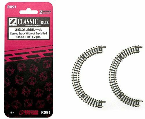 Rokuhan R091 Z Scale Classic Track Curved Track Without Track Bed R45mm 180deg- Japan Figure Store - #1 Bring To You The Best Japanese Goods