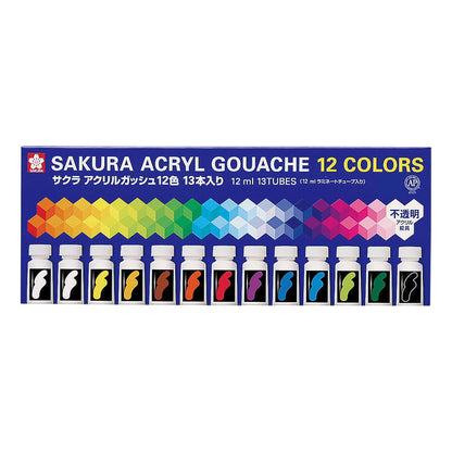 Sakura Crepas Japan Acrylic Gouache Paint Set 12 Colors 13 Pieces (2 White)- Japan Figure Store - #1 Bring To You The Best Japanese Goods