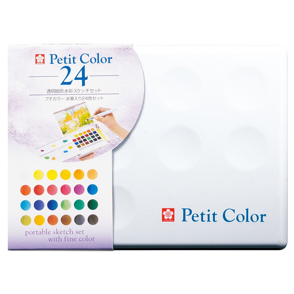 Sakura Crepas Japan Paint Solid Watercolor Petit Color 24 Colors W/ Water Brush Ncw-24H- Japan Figure Store - #1 Bring To You The Best Japanese Goods