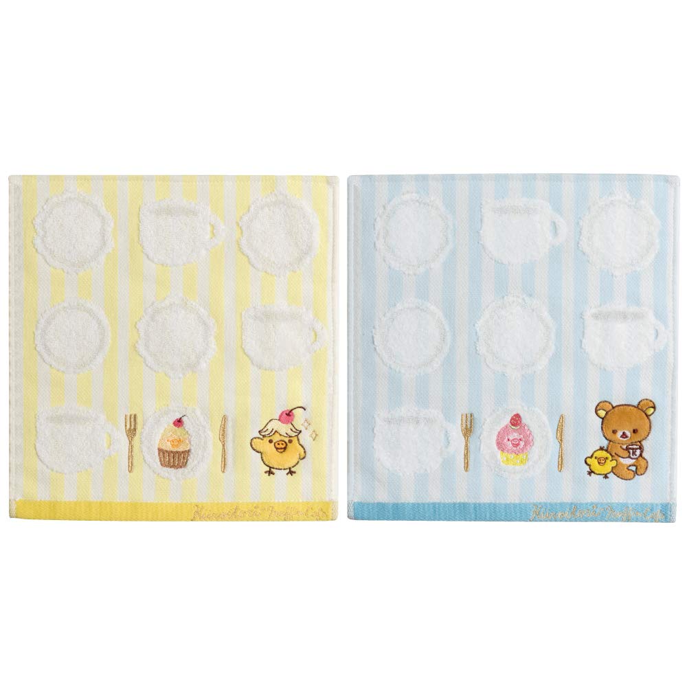 San-X Rilakkuma Blue Mini Towel with Kiiroitori Muffin Cafe Design - Cm16401- Japan Figure Store - #1 Bring To You The Best Japanese Goods