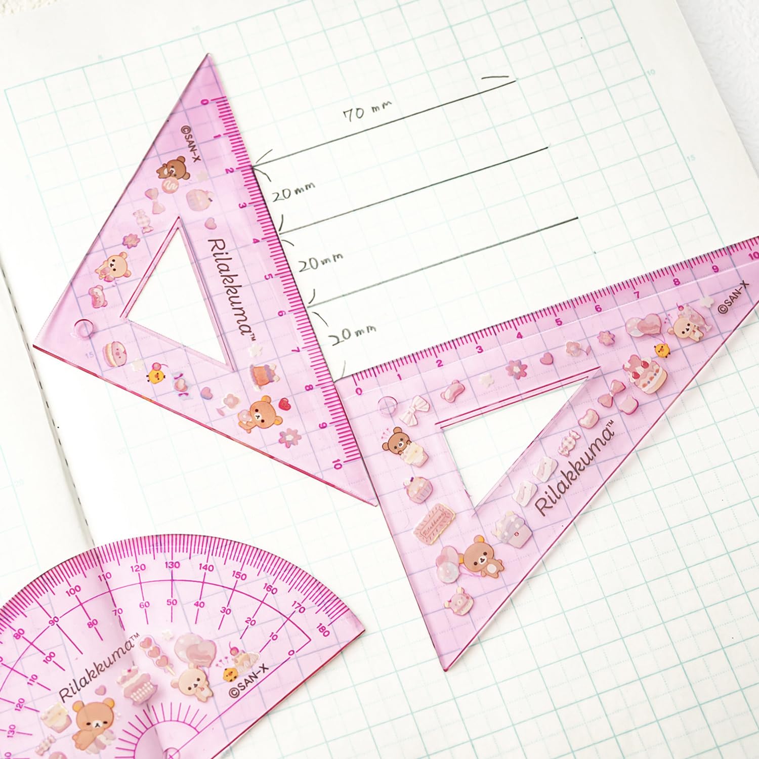 San-X Rilakkuma Triangular Ruler Set for Precision Measuring Sq89601- Japan Figure Store - #1 Bring To You The Best Japanese Goods