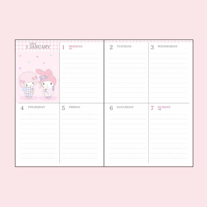 Sanrio My Melody B6 Block Type Diary 2024 703893 - Made In Japan- Japan Figure Store - #1 Bring To You The Best Japanese Goods