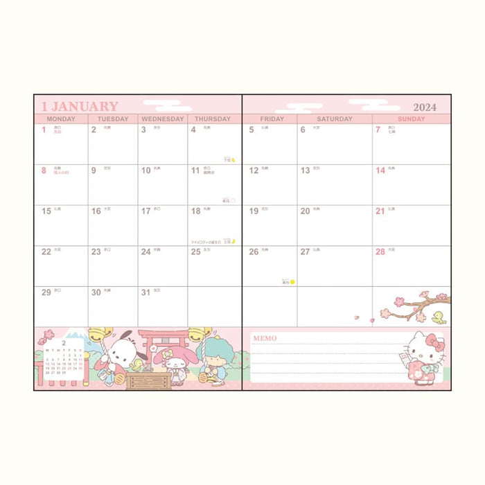 Sanrio 2024 704334 Japanese Sanrio Characters B6 Block Type Diary- Japan Figure Store - #1 Bring To You The Best Japanese Goods