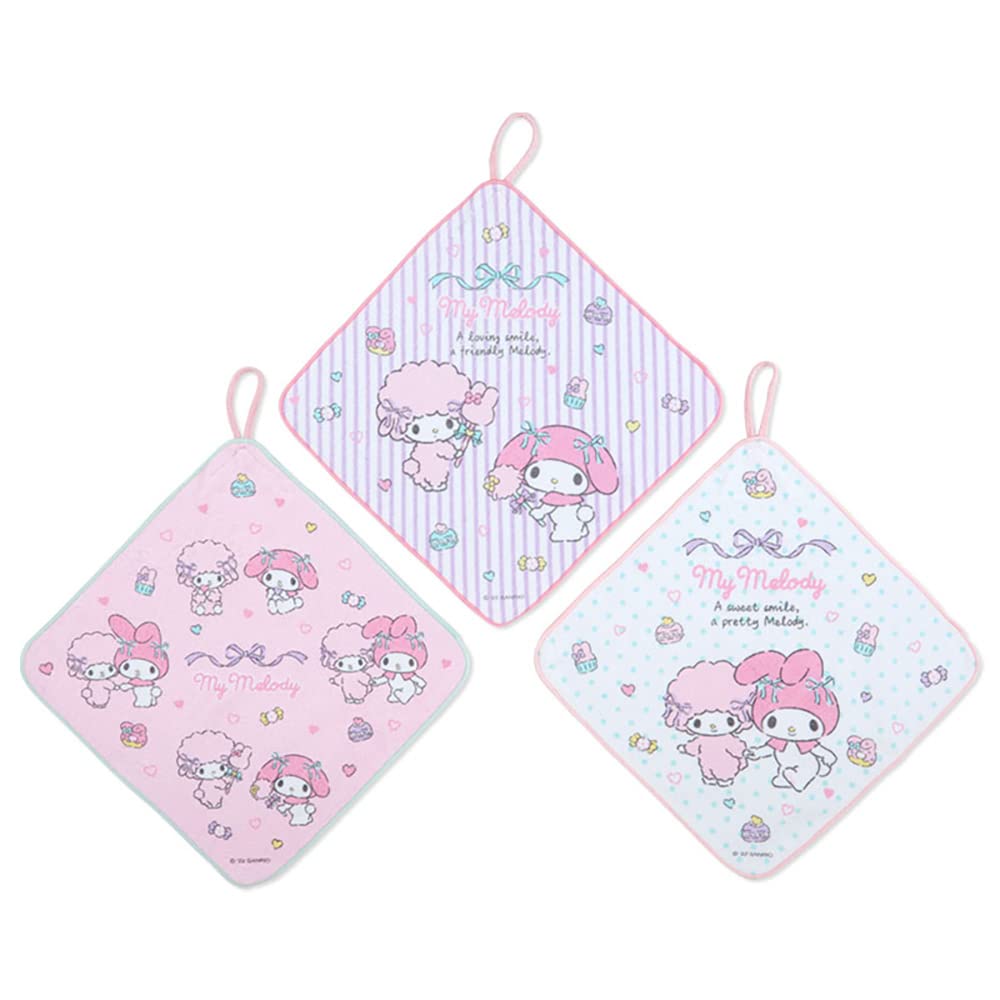 SANRIO Hand Towel With Loop Set 3 Pcs My Melody- Japan Figure Store - #1 Bring To You The Best Japanese Goods