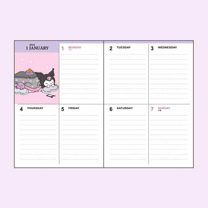Sanrio Kuromi B6 Diary Japan Block Type 2024 704148- Japan Figure Store - #1 Bring To You The Best Japanese Goods