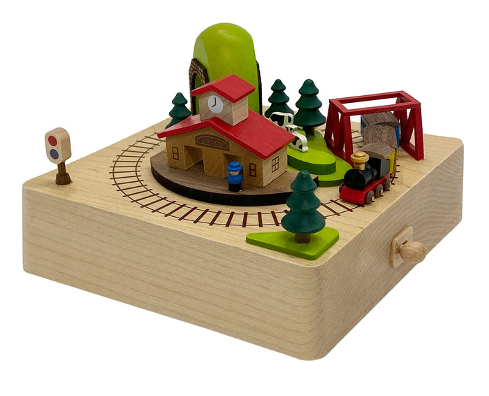 Sanrio Japan Wooden Music Box Station Train H 9108 Beige 577855- Japan Figure Store - #1 Bring To You The Best Japanese Goods