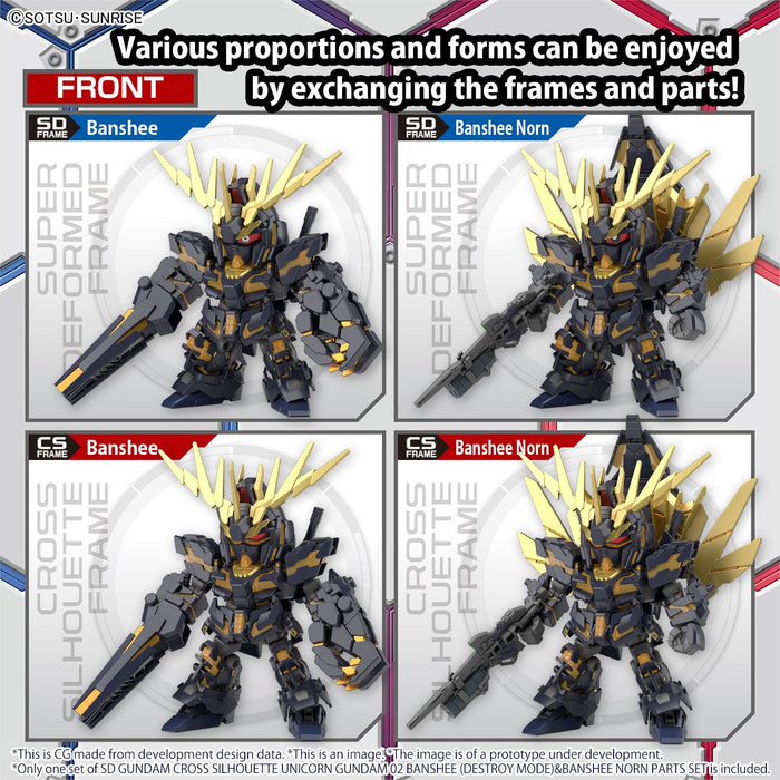 Bandai Spirits Sd Gundam Cross Silhouette UC Unicorn Banshee & Banshee Norn Model Set- Japan Figure Store - #1 Bring To You The Best Japanese Goods