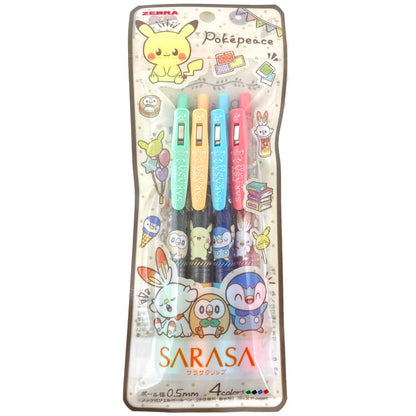 Showa Note Japan Pokemon Sarasa Clip 4 Color Set 860402 Pokepeace Retractable Ballpoint Pen Smooth Writing- Japan Figure Store - #1 Bring To You The Best Japanese Goods