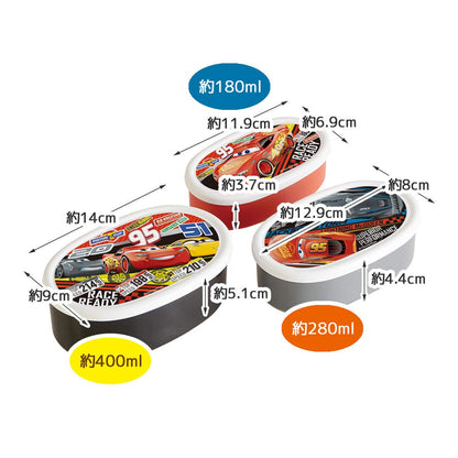 Skater Ag+ Antibacterial Storage Container Set 3 Disney Cars 21 Japan 860Ml Srs3Sag- Japan Figure Store - #1 Bring To You The Best Japanese Goods