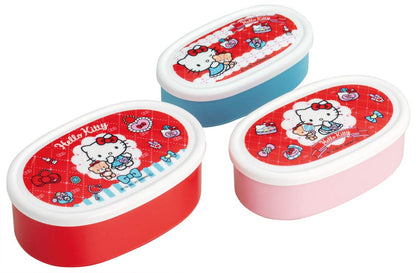 Skater Ag+ Antibacterial Storage Container Set 3 Kitty Fashionable Girl Sanrio Japan 860Ml Srs3Sag- Japan Figure Store - #1 Bring To You The Best Japanese Goods