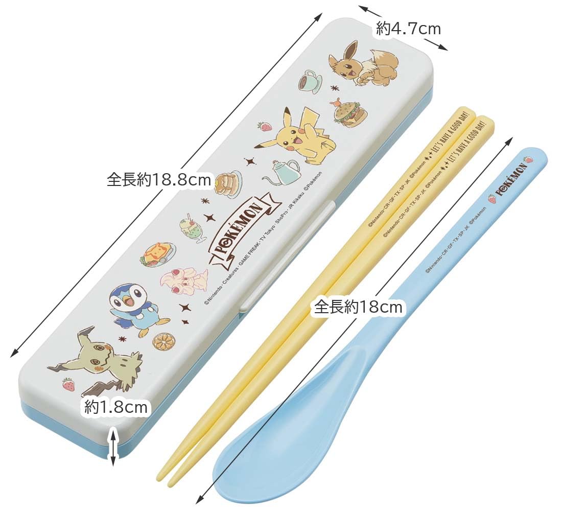 Skater Combi 18cm Antibac Chopsticks Spoon Set Pokemon Cafe Art Japan CCS3SAAG-A- Japan Figure Store - #1 Bring To You The Best Japanese Goods
