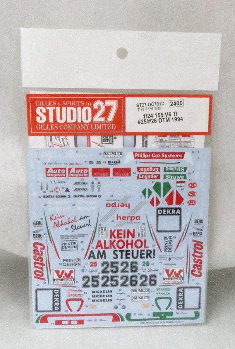 Studio27 St27-Dc781D 155 V6 Ti 25/26 Dtm 1994 Decal For Tamiya 1/24 Decal For Car Model- Japan Figure Store - #1 Bring To You The Best Japanese Goods