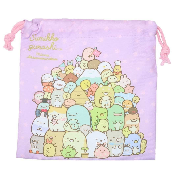 Sumikko Gurashi [Drawstring Bag] Kinchaku Pouch/Everyone Gathers Purple San-X- Japan Figure Store - #1 Bring To You The Best Japanese Goods