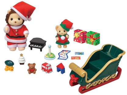 Epoch Sylvanian Families Seasonal Lion Santa Christmas Set SE-206 Certified Toy Dollhouse For Ages 3+- Japan Figure Store - #1 Bring To You The Best Japanese Goods