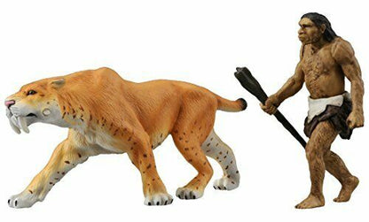 Takara Tomy Ania Animal Al-10 Saber Tiger With Neanderthal Man Ani-836582 - Japan Figure